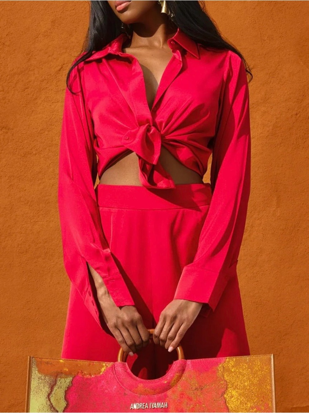 NWT Andrea Iyamah Ruby Red Blouse - Picture 4 of 15